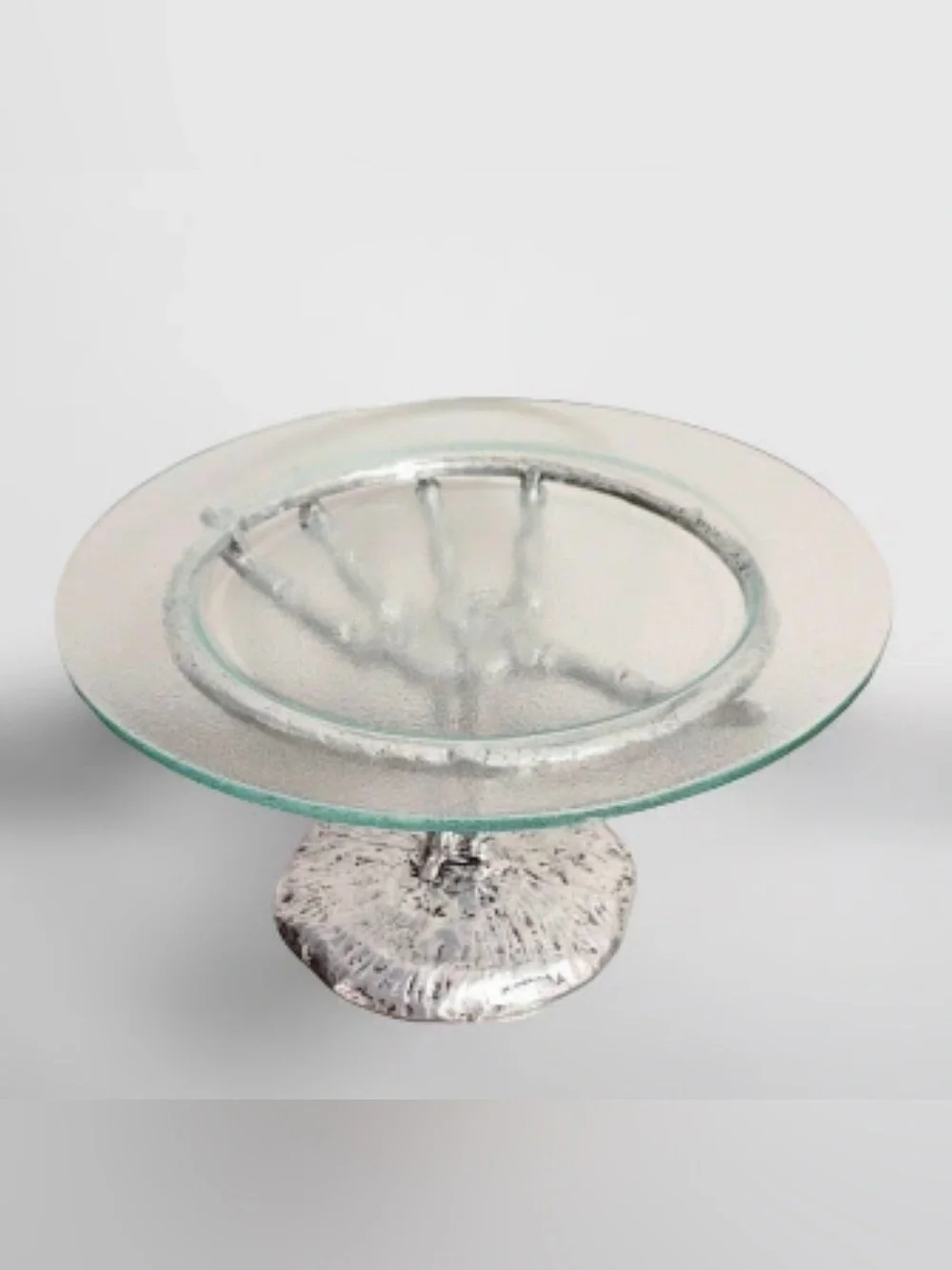 NIB POTTERY BARN SILVER SKELETON HAND CAKE PLATTER PEDESTAL SERVER HALLOWEEN